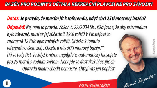 Nový bazén a referendum – 1. díl.
